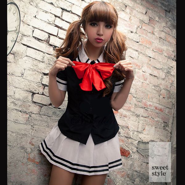 anime costumes japanese korean girls school uniform woman sailor jk suit anime cosplay costumes students teen girls pleated skirt, Black